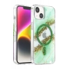 Onegif Apple iPhone 14 Lotus Simli Magsafe Kapak - Yeşil