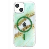 Onegif Apple iPhone 14 Lotus Simli Magsafe Kapak - Yeşil