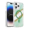 Onegif Apple iPhone 15 Pro Max Lotus Simli Magsafe Kapak - Yeşil