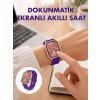 Pembe Mor Ve Metal Kordonlu Akıllı Saat Hediye Seti