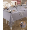 Planet Amerikan Servisli Gri-Silver 8 Kişilik 160 × 260 cm masa seti