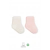 Puan Derby Penye Soket Çorap 2Li BS10103 Pembe Ekru