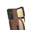 Realme C65 Uyumlu Sara Kartvizitli Deri Kılıf - Taba