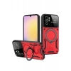 Xiaomi Redmi Note 10S Kılıf Joy Lens Standlı Kapak - Kırmızı