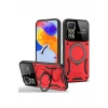 Xiaomi Redmi Note 11 Pro Kılıf Joy Lens Standlı Kapak - Kırmızı