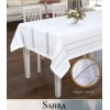Sahra Model Beyaz 160x220 cm Polyester Ajurlu Keten Masa Örtüsü Tablecloth