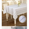 Sahra Model Krem 160x220 cm Polyester Ajurlu Keten Masa Örtüsü Tablecloth