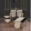 Salon Takımı 5 Parça Dantelli Masa Örtüsü Runner Seti Alya Model - Gold