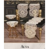 Salon Takımı 5 Parça Dantelli Masa Örtüsü Runner Seti Alya Model - Gold