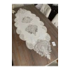 Salon Takımı 5 Parça Keten Dantelli Krem