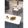 Siyah Tel 4lü Sehpa Seti Beyaz