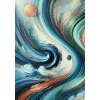 Turuncu Yeşil Mavi Soyut Kanvas Tablo 70x100cm