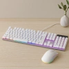 USB Kablolu Oyuncu Klavye ve Mouse Seti - Beyaz RGB