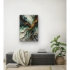 Yeşil Mavi Gold Soyut Kanvas Tablo 70x100cm