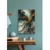 Yeşil Mavi Gold Soyut Kanvas Tablo 70x100cm