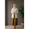 Yumoş Ponpon Bağlamalı Yelek - Krem