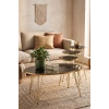 Zigon Sehpa Ve Orta Sehpa Elips Set Gold Bendir Tel