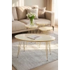 Zigon Sehpa Ve Orta Sehpa Elips Set Gold Krem Tel