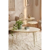 Zigon Sehpa Ve Orta Sehpa Elips Set Gold Krem Tel