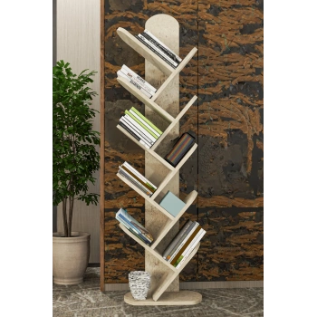10 Raflı Kitaplık Ekru 147 cm