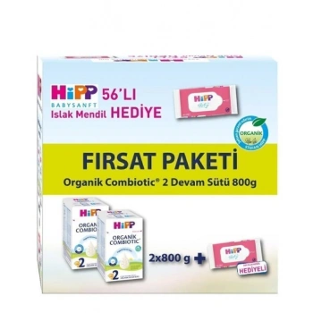 2 Organik Combiotic Bebek Sütü 800 Gr X2 Islak Mendil Hediyeli
