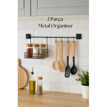 2 Parça Metal Askılı Mutfak Organizeri & Mutfak Rafı & Sepet