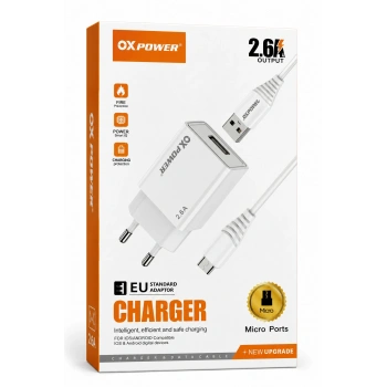 2.6A USB Sarj Adaptoru + Micro USB Sarj Kablosu (EU)
