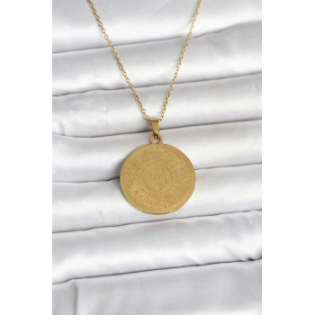 316L Çelik Gold Renk Ayetel Kürsi Yazılı Kolye