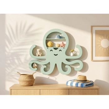 3D Baskı Ahtapot Duvar Rafı - Dekoratif Mini Raf-Mint