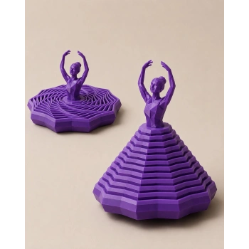 3D Baskı Balerin Figürlü Fidget Oyuncak - Hareketli Optik İllüzyon Masa Dekoru-Mor