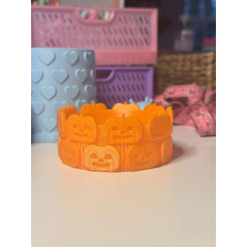 3D Baskı Balkabağı Kabartmalı Dekoratif Kase Turuncu