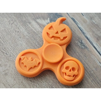 3D Baskı Balkabağı Yarasa ve Kurukafa Figürlü Fidget Spinner Turuncu