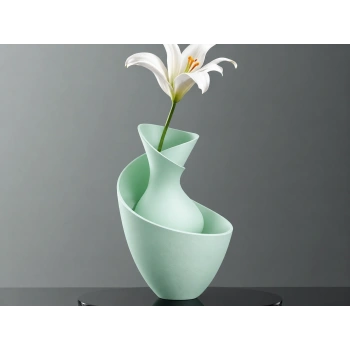 3D Baskı Bold Vazo - Akışkan Formlu Dekoratif Vazo-Mint