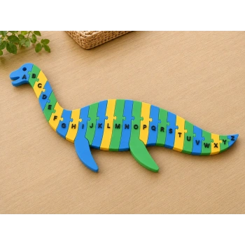 3D Baskı Dinozor Şeklinde Alfabe Puzzle - A-Z Harf Eşleştirme Oyuncağı