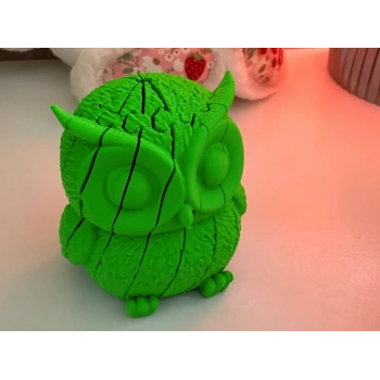 3D Baskı Hareketli Baykuş Figürü - Eklemli Flexi Oyuncak - Yeşil