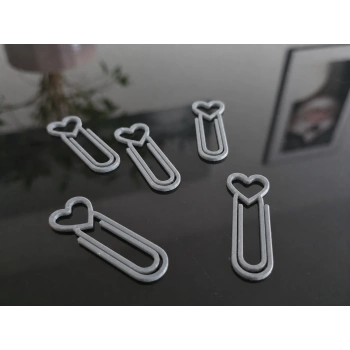 3D Baskı Kalp Figürlü Ataç - 10lu Set - Gri