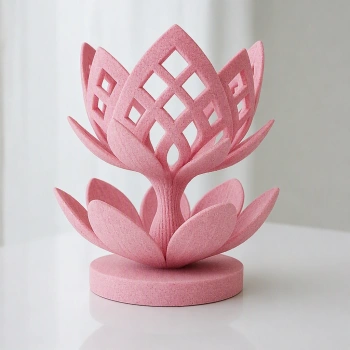 3D Baskı Lotus Çiçeği Mumluk - Dekoratif Tealight Mumluk-Pembe