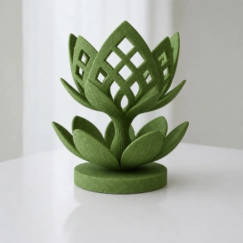 3D Baskı Lotus Çiçeği Mumluk - Dekoratif Tealight Mumluk-Yeşil