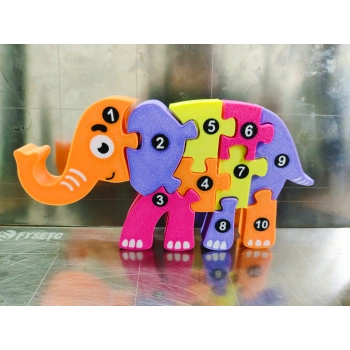 3D Baskı Numaralı Fil Puzzle - Rakam Sıralama ve Eşleştirme Oyuncağı