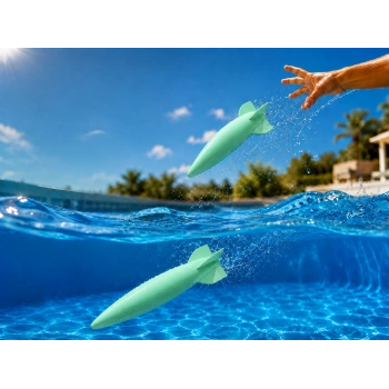 3D Baskı Su Roketi Torpido Oyuncağı - Havuz Dalış Oyuncağı-Mint