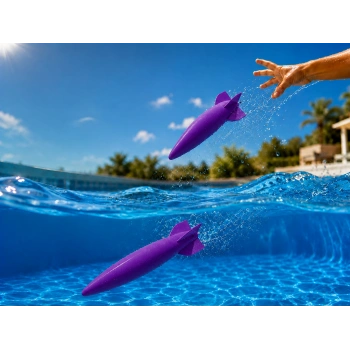3D Baskı Su Roketi Torpido Oyuncağı - Havuz Dalış Oyuncağı-Mor