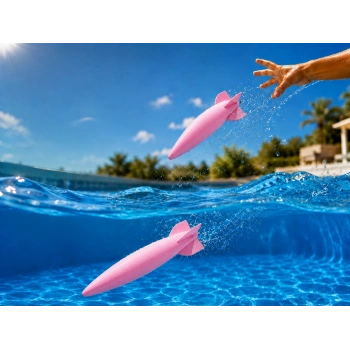 3D Baskı Su Roketi Torpido Oyuncağı - Havuz Dalış Oyuncağı-Pembe