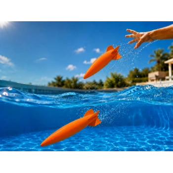 3D Baskı Su Roketi Torpido Oyuncağı - Havuz Dalış Oyuncağı-Turuncu