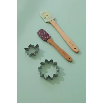 4?lü Silikon Kurabiye Kalıplı Spatula Seti