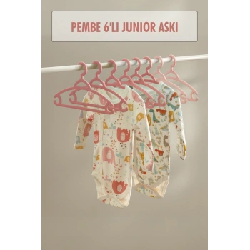 6?lı Bebek Askısı & Bebek Gardırop Askısı Pembe Set