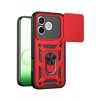 Huawei Honor 600 Lite Pars Lens Yüzüklü Silikon - Kırmızı