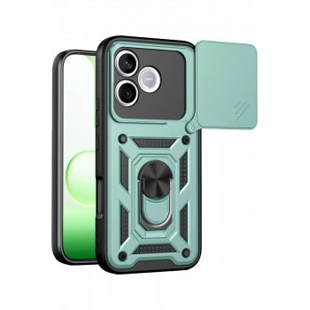 Huawei Honor 600 Lite Pars Lens Yüzüklü Silikon - Yeşil