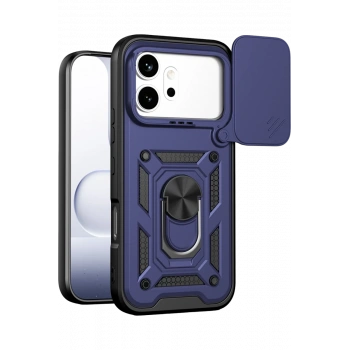 Huawei Honor 600 Pars Lens Yüzüklü Silikon - Lacivert