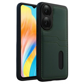 Oppo A38 Sara Kartvizitli Deri Kılıf - Yeşil