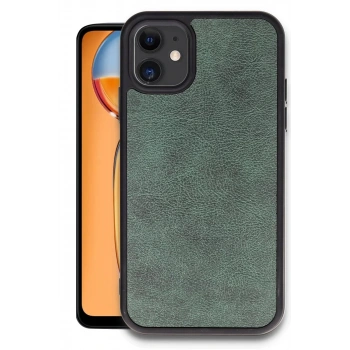 Apple iPhone 11 Kılıf Aras Deri Kapak - Koyu Yeşil